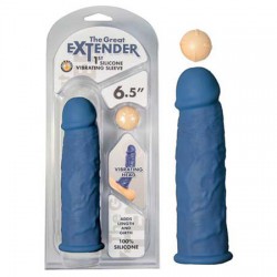 THE GREAT EXTENDER 1ST SILICONE VIBRATING SLEEVE 6.5 IN BLUE