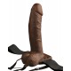 FETISH FANTASY 8 IN HOLLOW RECHARGEABLE STRAP-ON REMOTE BROWN