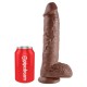 King Cock 10in Dildo With Balls - Chocolate